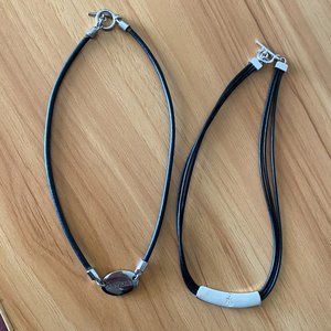 Ralph Lauren Logo Black and Silver Necklaces 2X